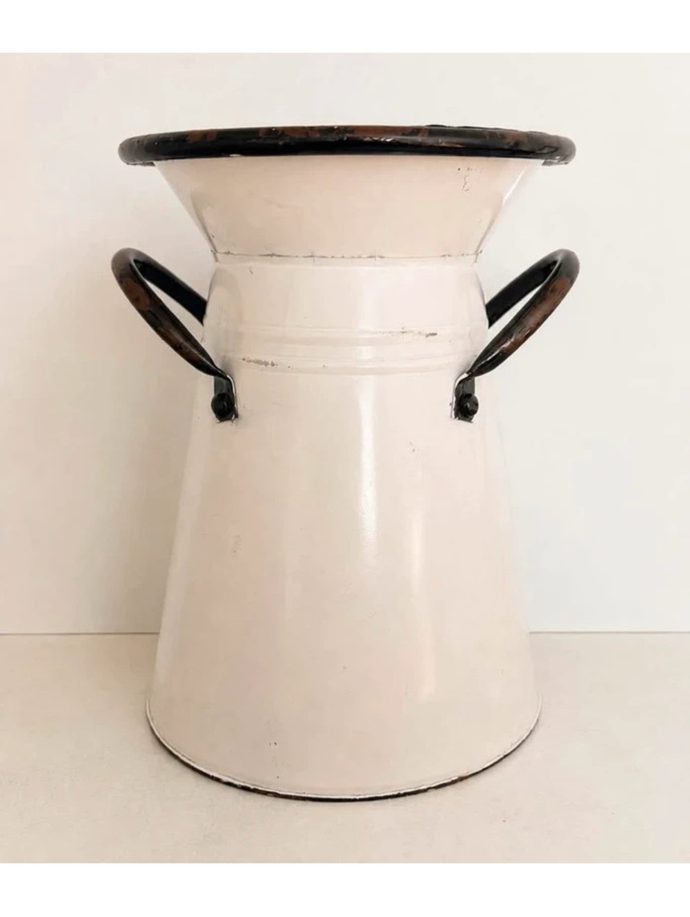 Large Cream Distressed Metal Milk Can Farmhouse Vase